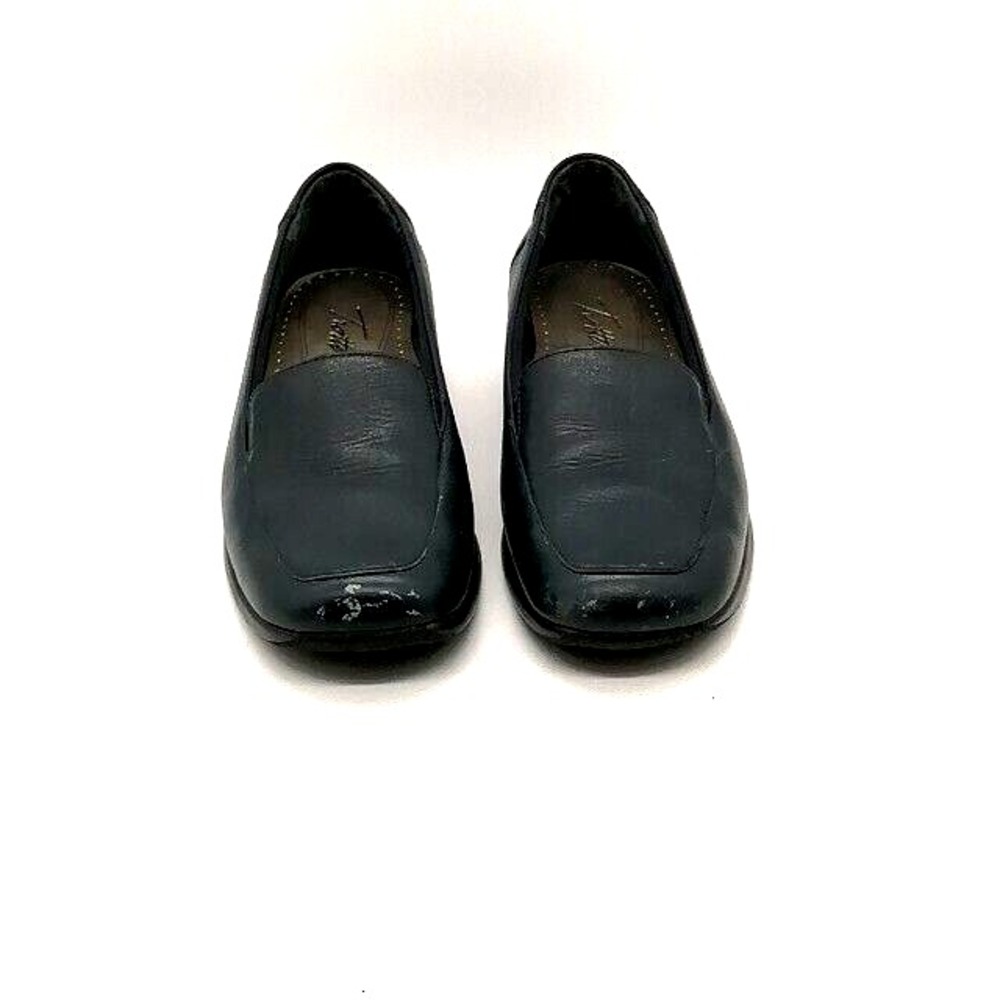 Trotters Shoes Womens Loafer Navy Blue 6.5 Leather Slip On Stretch Moc Toe